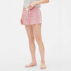 NWT Lace-Trim Print Shorts in Poplin Size Medium In Pink Foulard By GAP Love